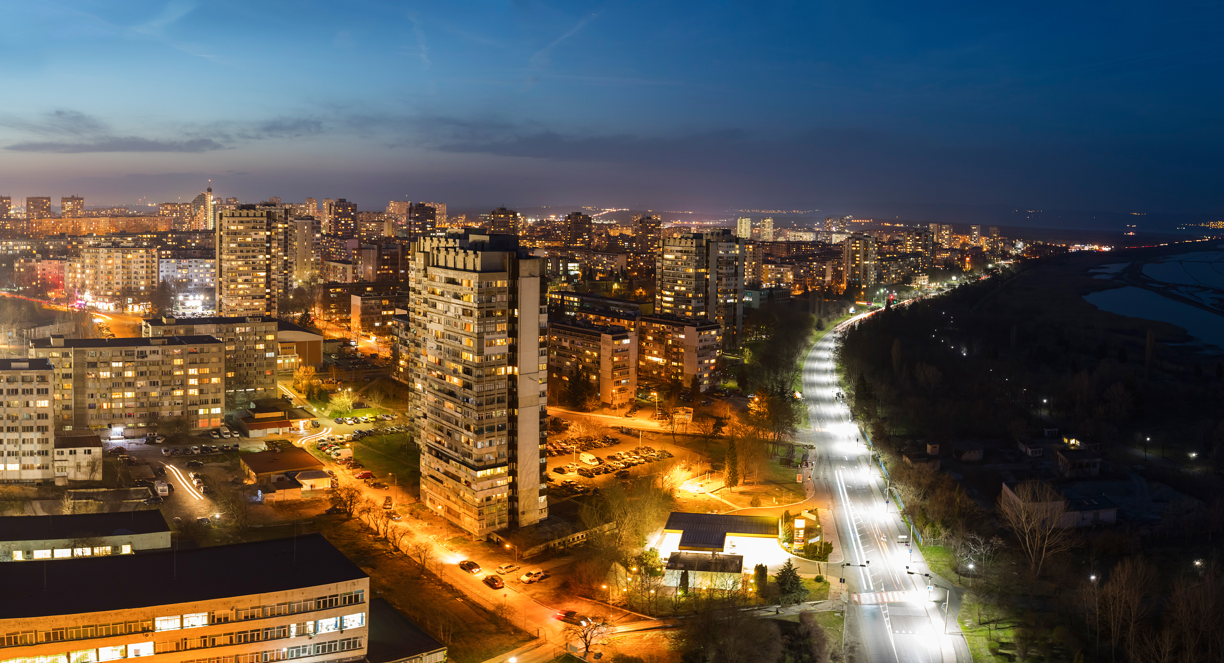 Burgas cityscape at night
